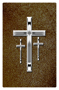 DF35T 517 SL SH BR Silver 3 Crosses Shimmer Brown Background